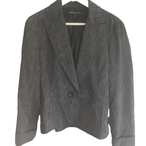 Lafayette 148 Womens Fitted Blazer Jacket Size 6 Graphite Grey Single Button - Picture 1 of 8